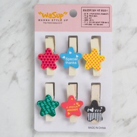 Resim Loren Dekoratif Yıldız desenli mandal 6 lı 