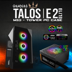 Resim GAMDIAS TALOS E2 Elite, Tempered Glass, ARGB, 600W, GAMING KASA 