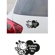 Resim Sevimli Arabada Bebek Var Yazısı Araba Oto Sticker Siyah Renk Etiket 