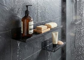 Resim Orret Home 2'li Yapışkanlı Siyah Metal Banyo Rafı Seti - Suya Dayanıklı Paslanmaz Çelik Duş Organizeri - Delmeden Duvara Monte Şampuanlık Sabunluk Raf - Modern Mat Siyah Duş Rafı Takımı(2 Li Raf) 