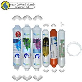Resim Pemax Water Solutions Kapalı Kasa Su Arıtma Cihazlarına Uygun Sertifikalı 6'lı Mebransız Purefer-B12 Alkali-Mineral Set 