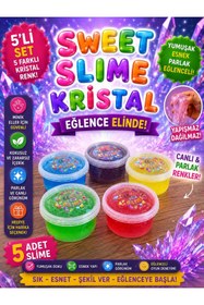 Resim ümit toys Sweet Slime Kristal 5’li Set - Parlak Şeffaf Yumuşak Esnek Slime Oyuncak 