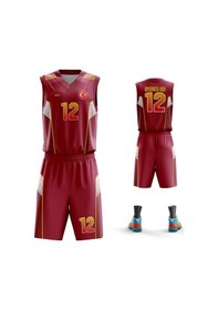 Resim Acr Giyim Kişiye Özel Kadın Basketbol Forması : Petek Bordo 