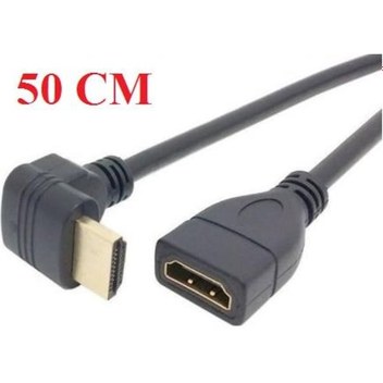 50 cm. Hdmi Dişi - Erkek Uzatma 90 Derece Dirsek HDMI Kablosu