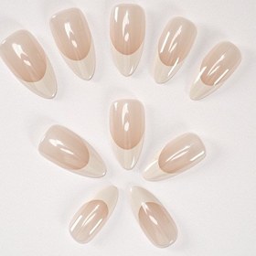 Resim Pop Beauty Takma Tırnak Seti & Zararsız Yapıştırıcı, Glazed Donut French Hailey Bieber Popbeauty10134 