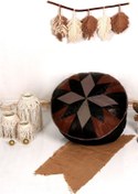 Resim Ottoman Pouffe İskandinav El Yapımı Hakiki Kuzu Derisi Bohem Bahçe Balkon Bungalov Puf Minder 60x30cm(DOLGUSUZ) 