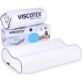 Resim Visco Çift Bombeli Ortopedik Yastık 60x40x11/9 cm, Beyaz 