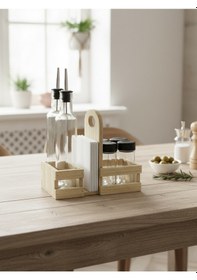 Resim Ahşap Doğal Baharatlık Yağdanlık Ve Peçetelik Takımı Uzun Başlık Set Kavak-ıhlamur 1 Set Ahşap 