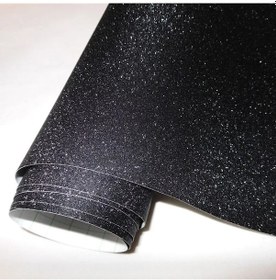 Resim Siyah Parıltılı Vinil-152x30 Cm-glitter Elmas Sandy Sparkle Vinil Araç Örtüsü Filmi Araba Sarma Folyo Etiket Levha 