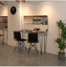 Resim Knsz masa sandalye takımı hem75mazlum grisyh 100*040 sm 2 sandalye syhsyh sırt minderli 