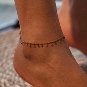Resim Renkli Püsküllü Boho-Chic Altın Paslanmaz Çelik Halhal - Yazlık Plaj Giyimi & Hediye İçin Mükemmel 
