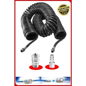 Resim Proxtech Havalı 15 Metre Kompresör Spiral Hava Hortumu 8 mm 15 mt Hava Jakı Hava Tabancası Recor Paket 
