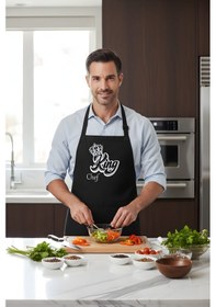 Resim Mutfak Önlüğü King Chef Siyah Renkli 
