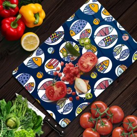 Resim Decovetro Cam Kesme Tahtası Marine Fish Buble 30X40 cm 