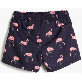 Resim Koton Deniz Şortu Flamingo Baskılı Beli Bağlamalı File Astarlı Pembe Desenli 3skb00037bw 3SKB00037BW41A 