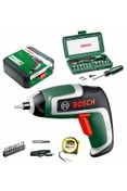 Resim Bosch IXO 7 Akülü Mini Vidalama Makinesi , Bosch 46 Parça Cırcırlı Tornavida Seti ve Metre 