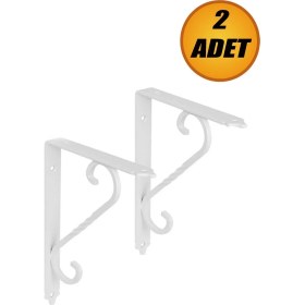 Resim Ferforje Raf Altı Ayak Dekoratif Raf Tutucu 155 x 230 mm Beyaz Montaj Aparatı 