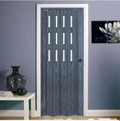 Resim Faran Dekorasyon 72 x 230 Antrasit Renk Camlı Pvc Akordiyon Katlanır Kapı - FRNAKMODEL-127 