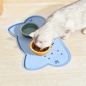 Resim 1 Adet Büyük Dökülmeye Karşı Kedi & Köpek Beslemede Mat, Yukarı Çıkık İç Kenarlara Sahip Kaymaz Su Geç Şeytan Tabanlı Pet Mama Tablası, 48.26x30.48 cm Boyutunda, 18 Yaş ile 50 ya arasınaki kötüler iki kediler ve birkaça/orta boy iti uygun. Linolyum Zemin Koruyucu Malzeme 