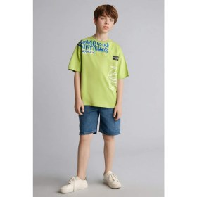 Resim DeFacto New Regular Fit Bisiklet Yaka Baskılı Kısa Kollu Tişört Erkek Çocuk H5710A826HS 