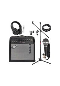 Resim Midex Mga-50-pak Elektro Gitar Amfisi 50 Watt Usb Bluetooth Şarjlı 4 Girişli Mikrofon Kulaklık Stand Kablo 