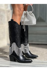 Resim Giydim Gidiyor Elementa Kristal Taşlı Kovboy Çizme Siyah 