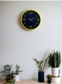 Resim 36 Cm Sarı Gold Rakamlı Duvar Saati Açık 