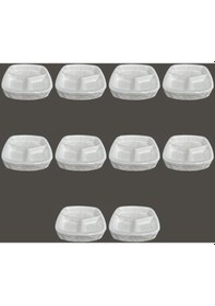 Resim Dağyüce Tek Kullanımlık Köpük 3 Bölmeli Tabldot Köpük Tabak - 23.5x25 Cm. - 10 Adetlik 10 Paket 
