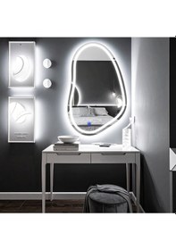 Resim Vornel Beyaz Led'li Lazer Kumlamalı Lavabo & Banyo Aynası Dokunmatik Sensörlü 55 X 90 