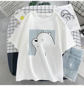 Resim Snapbuy Kadın T-shirt Kawaii Ayı Baskı Kısa Kollu Spor Tişört Y2k Harajuku Yaz Üstbej Bej 