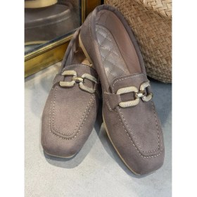 Resim Vizon Süet Görünümlü Zincir Tokalı Loafer 