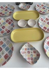 Resim Takım Kahvaltı Colors Noyan 12 Parça 6 Kişilik Desenli 
