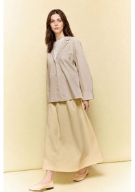 Resim Defacto Relax Fıt Keten Karışımlı Blazer Ceket H3746ax26smer238 Ekru-er238 