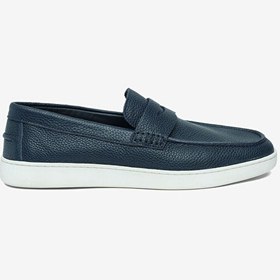 Resim Erkek Lacivert Hakiki Deri Loafer Ayakkabı 