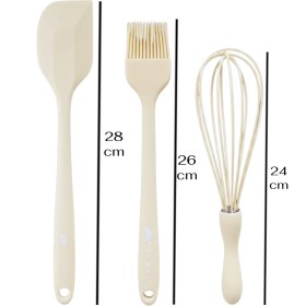Resim Multiamo Isıya Dayanıklı Silikon Büyük Boy Tatlı-Pasta Hazırlık Seti Sivri Spatula/yumurta Fırçası/çırpıcı 