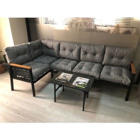 Resim Miami Melisa 3+2 Köşe Yön Değiştirilebilir Koltuk Takımı Balkon-bahçe-kafe Mermerdesen 70x50cm Sehpa Gri 