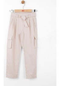 Resim Nk Kids Kız Çocuk Havuç Kesim Kemerli Kargo Kumaş Pantolon-13843-krem Krem 