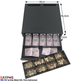 Resim Saypos 46x46.5x11 CM İçi-Dışı Full Metal 5 Geniş Banknotluk Ekstra Büyük Ağır Yük Para Çekmecesi 