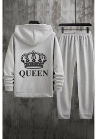 Resim Uyguntarz Unisex Quenn Baskılı Eşofman Takımı Gri 