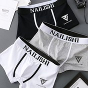 Resim 3-Pack Erkek Pamuklu Boxer Briefs, Alfabe Baskı, Orta Esneklikli Örgü Kumaş, %95 Pamuk %5 Elastan, Rahat Nefes Alabilen İç Çamaşırı, Casual Kısa Pantolon, 130gsm 