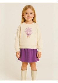 Resim Zekids Kız Bebek Tavus Kuşu Desenli Sweatshirt-16139 Krem 