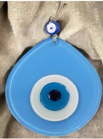 Resim Mavi Nazar Boncuklu Açık Mavi Renk Nazar Boncuklu Damla Desen El Yapımı Duvar Süsü 02-10mm 5yards 