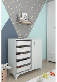 Resim Bofigo 5 Sepetli Dolap Çok Amaçlı Oyuncak Dolabı Kayra Beyaz 