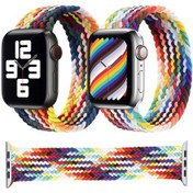 Resim Sones Gökkuşağı Örgülü Tek Döngü Saat Kordonu, Boyut: M 150mm iOS Uyumlu Watch Ultra 49mm-watch U / Seri Akıllı Saat Aks. 49517248 