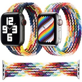 Resim Sones Gökkuşağı Örgülü Tek Döngü Saat Kordonu, Boyut: M 150mm iOS Uyumlu Watch Ultra 49mm-watch U / Seri Akıllı Saat Aks. 49517248 