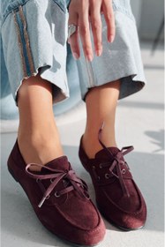 Resim I Love Shoes Maltra Kadın Oxford Ayakkabı Bordo Süet 