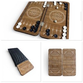 Resim 2026 Tavla Seyahat Mini Mobil Çanta Cep Kamp Piknik Kafe Tavla Seti 24 X 12 Cm Ceviz İnce Desenli 