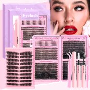 Resim DIY Kirpik Kümeleri Uzatma Seti 740/200 Küme Hediye Paketi - 0.07mm Kalınlık, 40D60D80D100D Çoklu Uzunluklar 9-16mm, Doğal/D Kıvrım/Cosplay Stili, Düğünler ve Günlük Kullanım İçin Mükemmel 