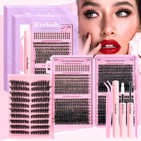 Resim DIY Kirpik Kümeleri Uzatma Seti 740/200 Küme Hediye Paketi - 0.07mm Kalınlık, 40D60D80D100D Çoklu Uzunluklar 9-16mm, Doğal/D Kıvrım/Cosplay Stili, Düğünler ve Günlük Kullanım İçin Mükemmel 