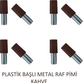 Resim Plastik Metal Başlı Raf Pimi Kahve 50 Adet 